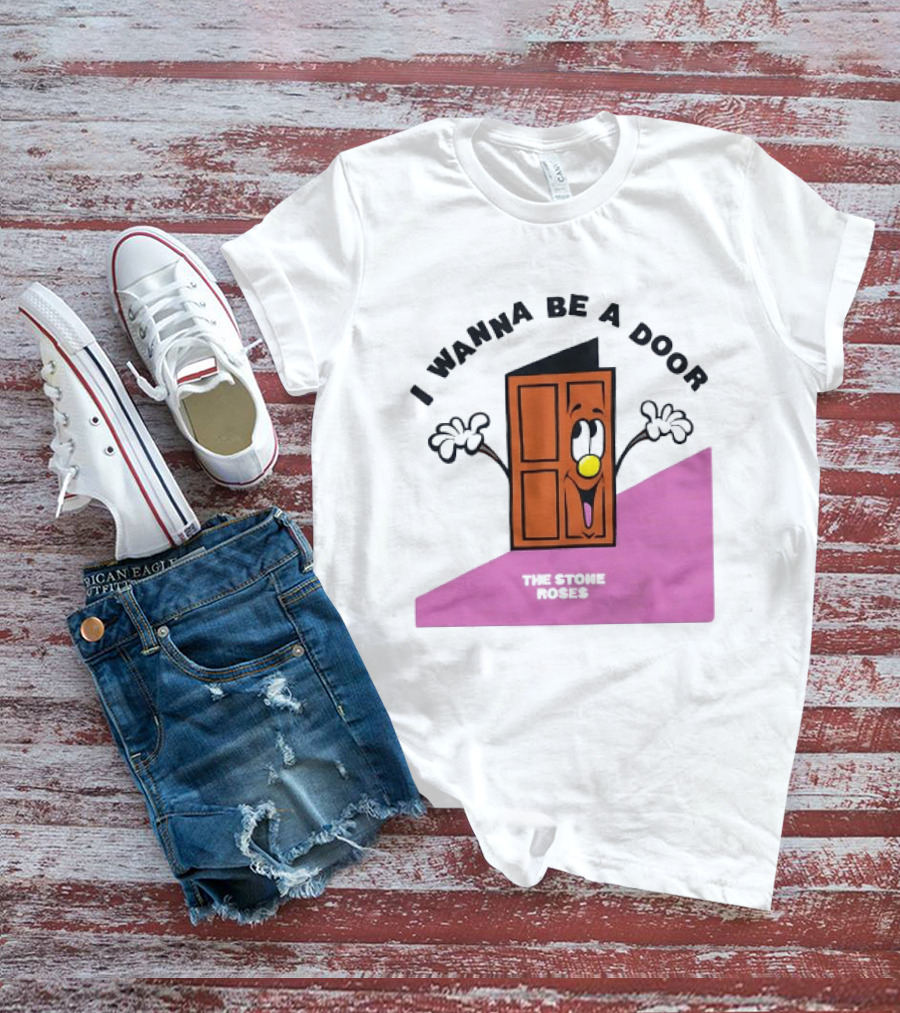 The Stone Roses I Wanna Be A Door Cartoon Yellow Nose Waving Hands T-Shirt
