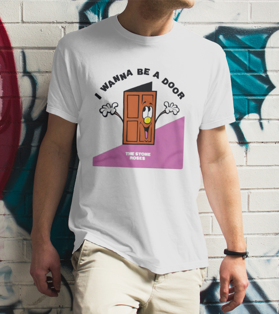 The Stone Roses I Wanna Be A Door Cartoon Yellow Nose Waving Hands T-Shirt