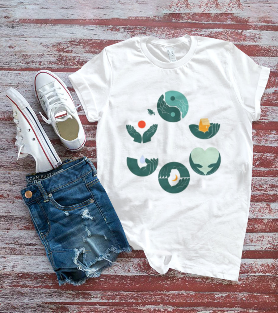Tors Store Yin Yang Elements Hands Nature T-Shirt