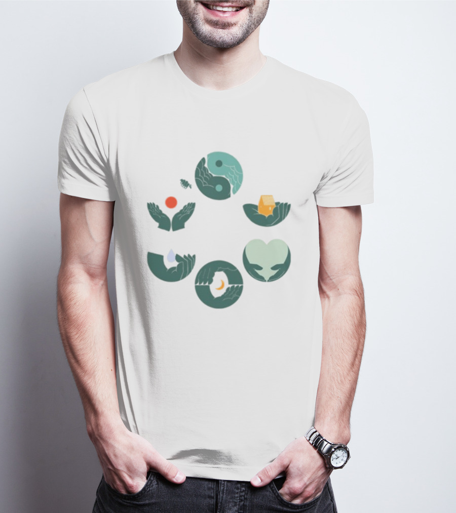 Tors Store Yin Yang Elements Hands Nature T-Shirt