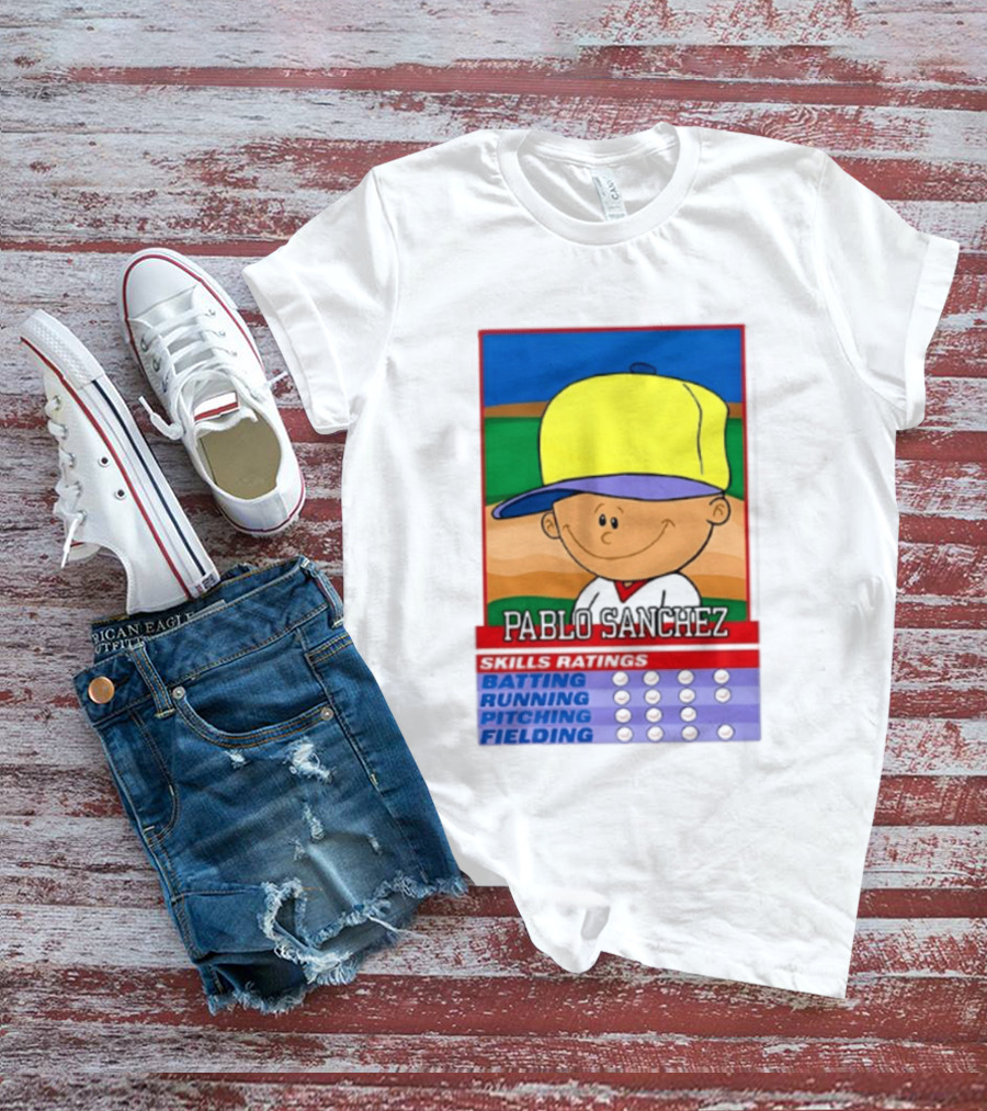 Trending Pablo Sanchez Skills Ratings Card Batting Running Pitching Fielding T-Shirt