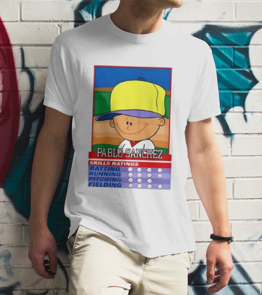 Trending Pablo Sanchez Skills Ratings Card Batting Running Pitching Fielding T-Shirt