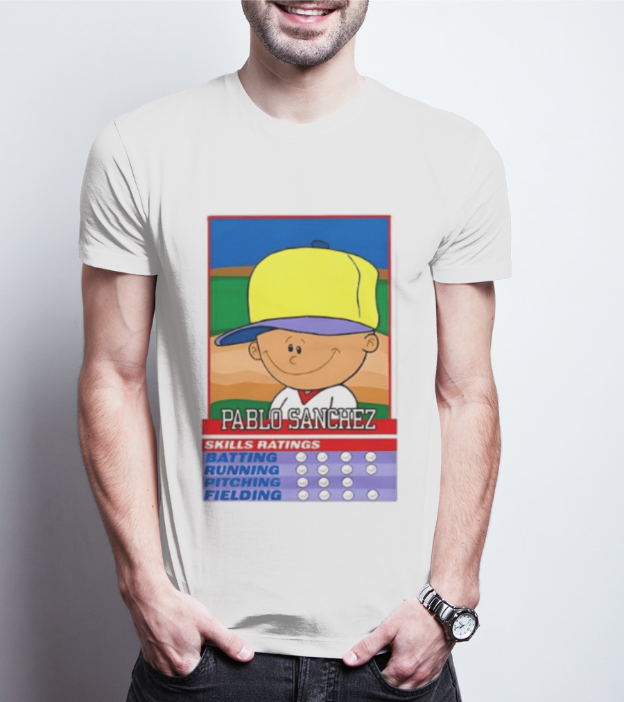 Trending Pablo Sanchez Skills Ratings Card Batting Running Pitching Fielding T-Shirt