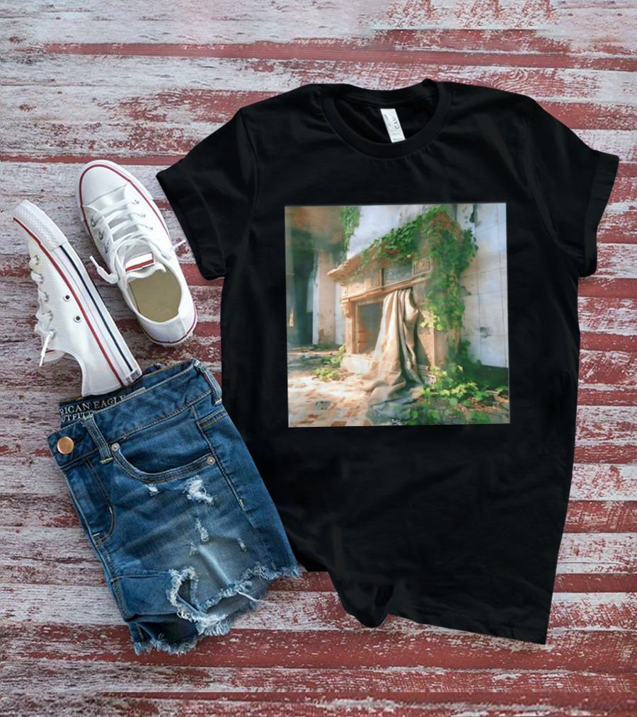 Abandoned Fireplace With Overgrown Ivy And Ruins Ambience T-Shirt