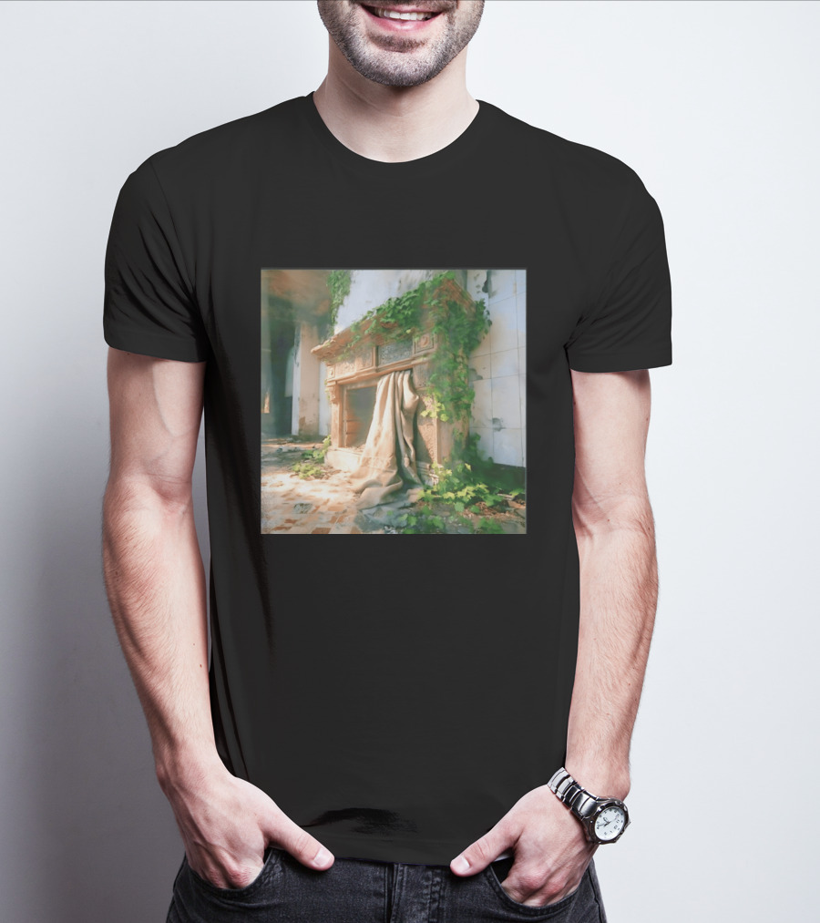 Abandoned Fireplace With Overgrown Ivy And Ruins Ambience T-Shirt