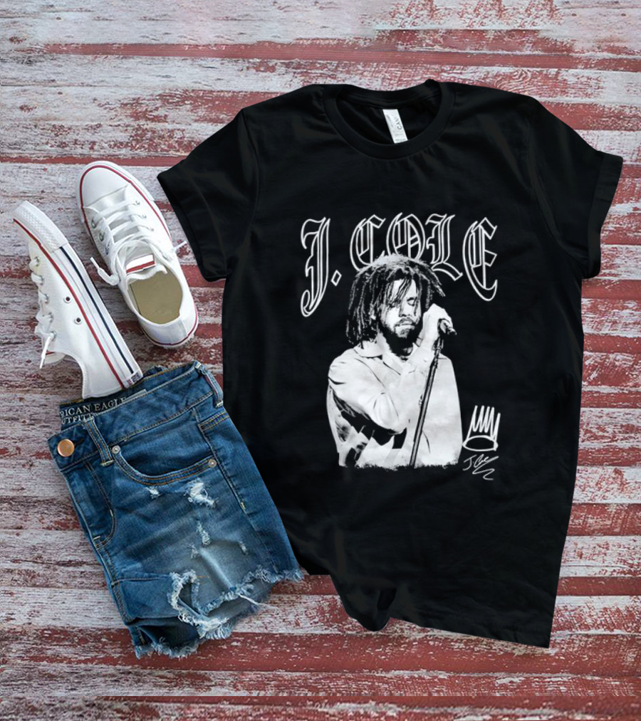 J Cole Dreamville Hip Hop Portrait Style Microphone T-Shirt