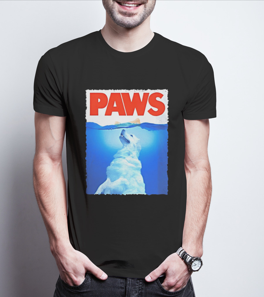 PAWS Classic Parody With Diving Dog Image T-Shirt