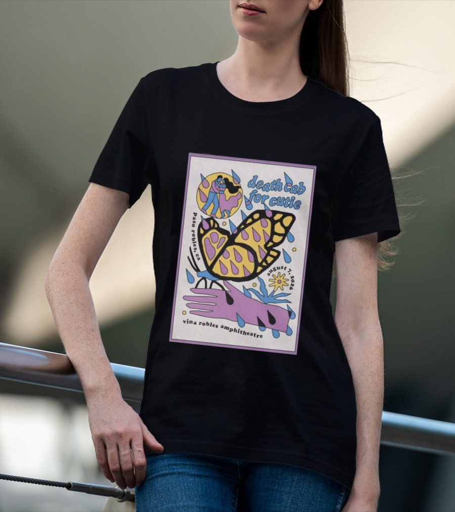 Death Cab For Cutie Paso Robles Vina Robles Amphitheatre August 7 2026 Butterfly T-Shirt