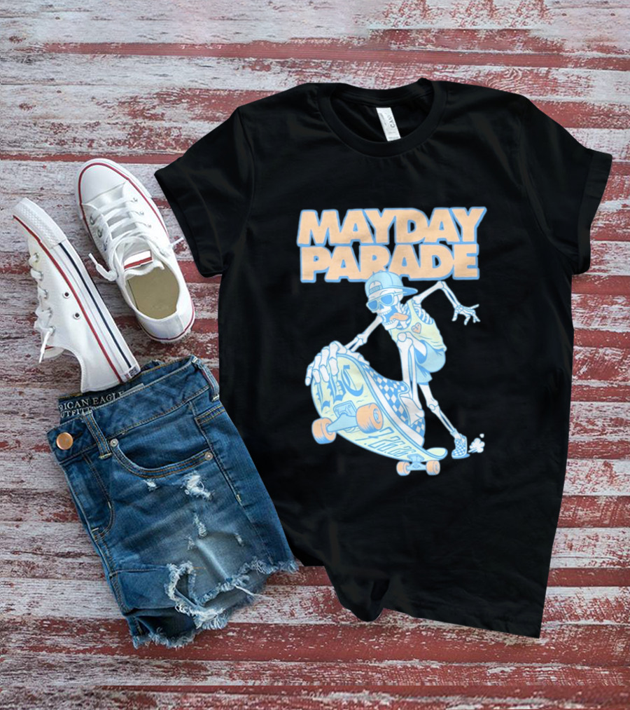Mayday Parade Skeleton Skater With LBC 72626 Board T-Shirt