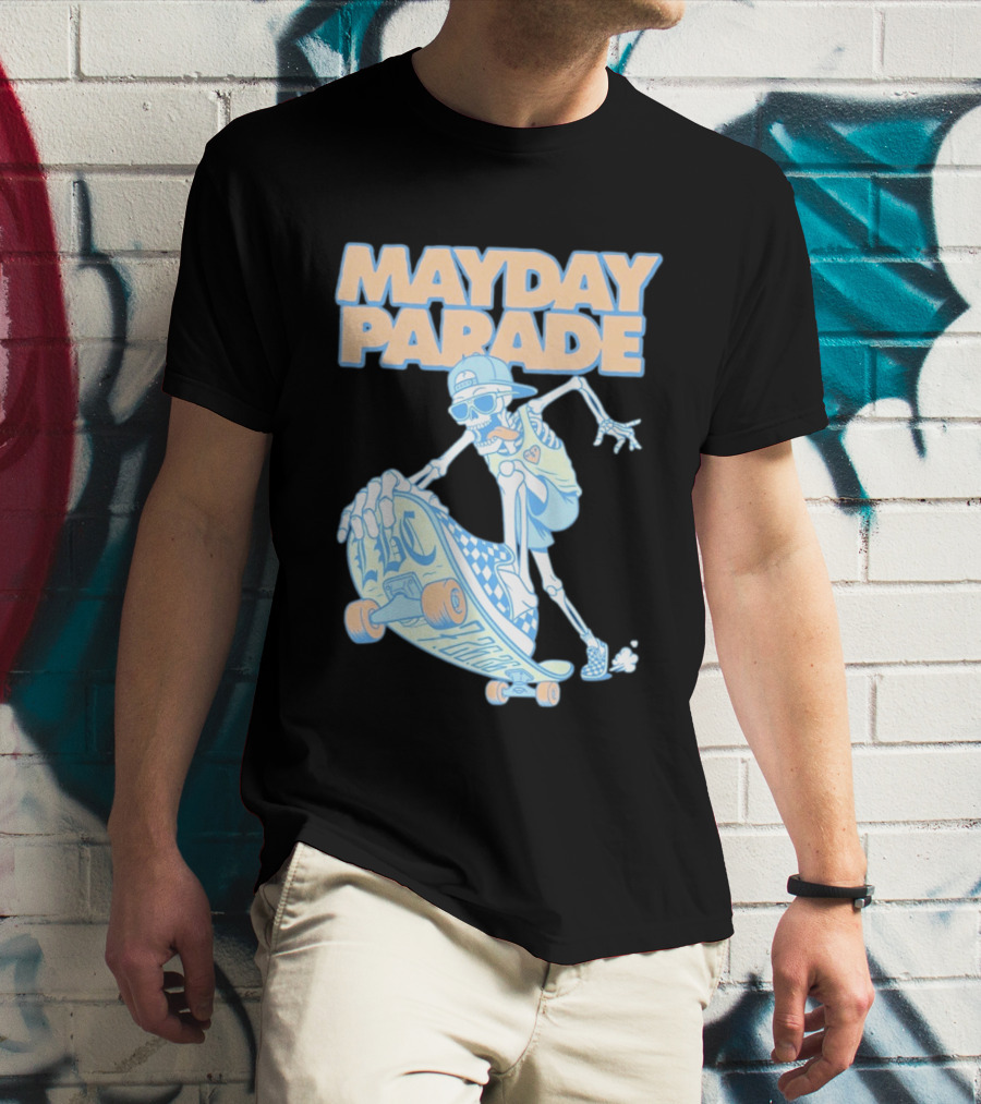 Mayday Parade Skeleton Skater With LBC 72626 Board T-Shirt