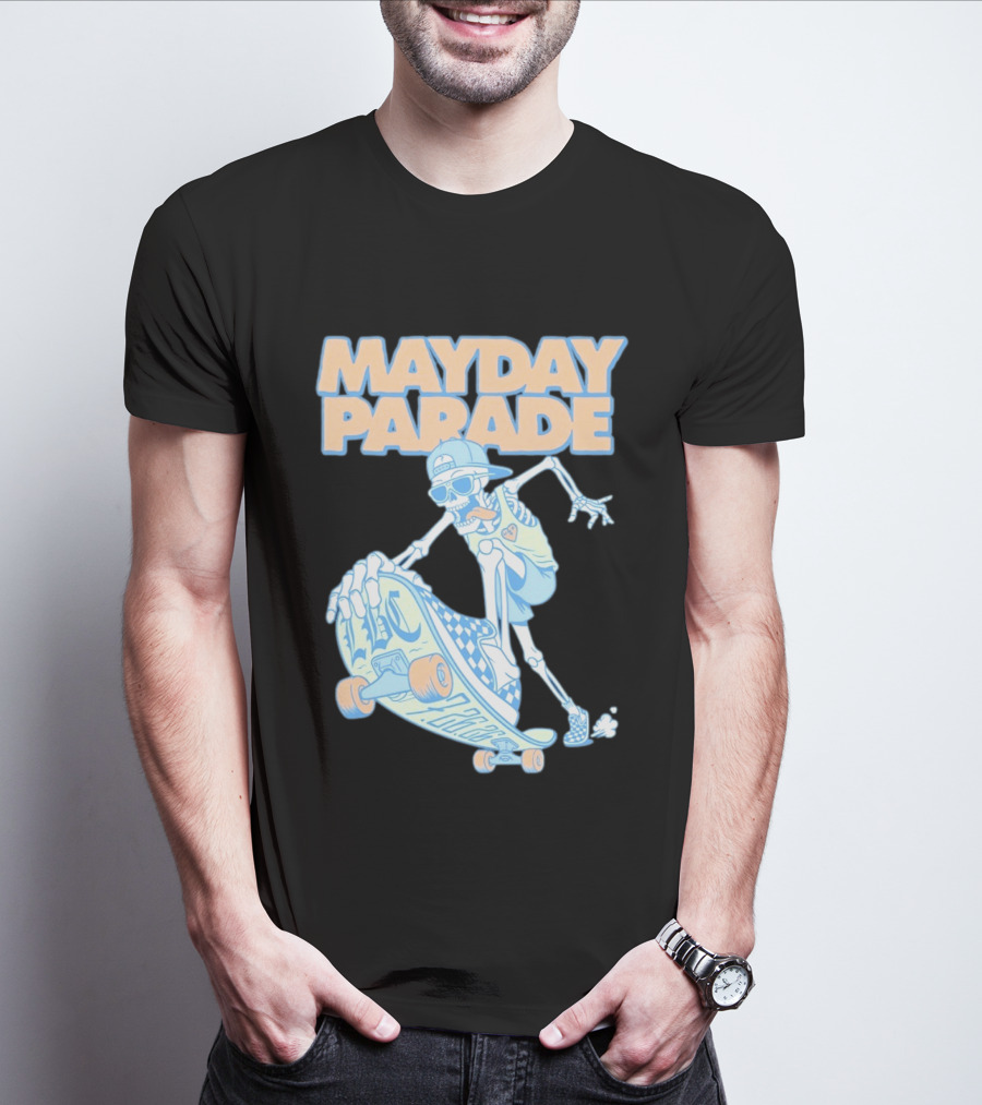 Mayday Parade Skeleton Skater With LBC 72626 Board T-Shirt