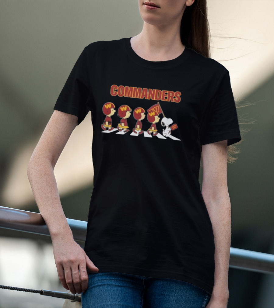 Peanuts Characters Marching On Abbey Road With Washington Commanders T-Shirt