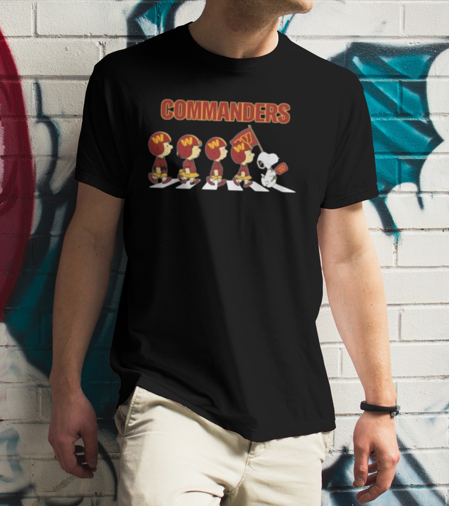 Peanuts Characters Marching On Abbey Road With Washington Commanders T-Shirt