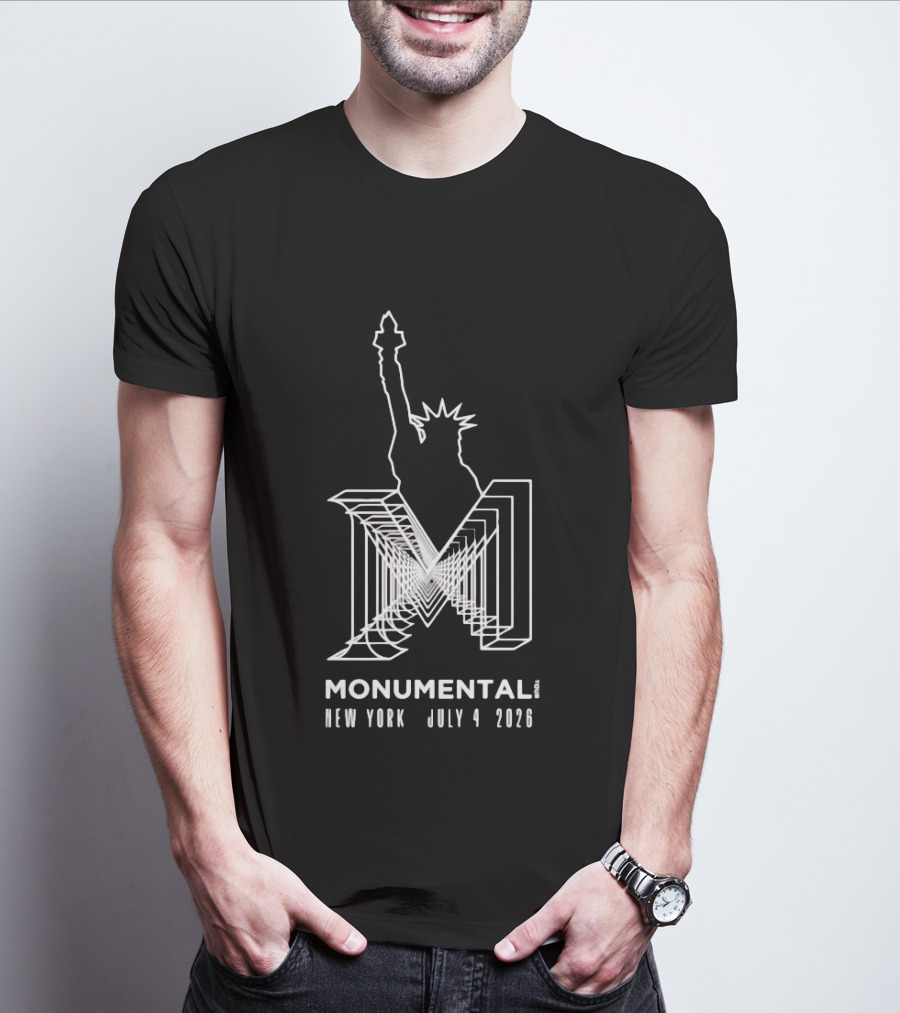 Monumental Tour New York July 4 2026 Live Music Event Statue Of Liberty T-Shirt