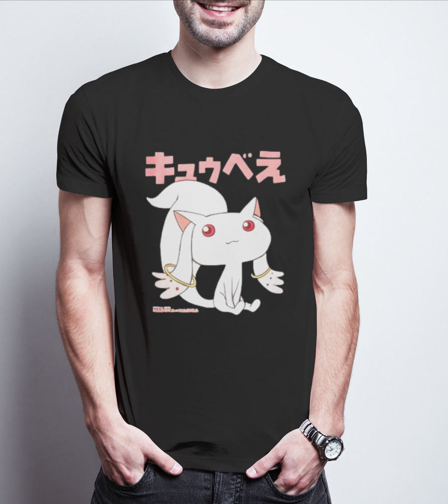 Puella Magi Madoka Magica Kyubey Anime Character Red Eyes T-Shirt