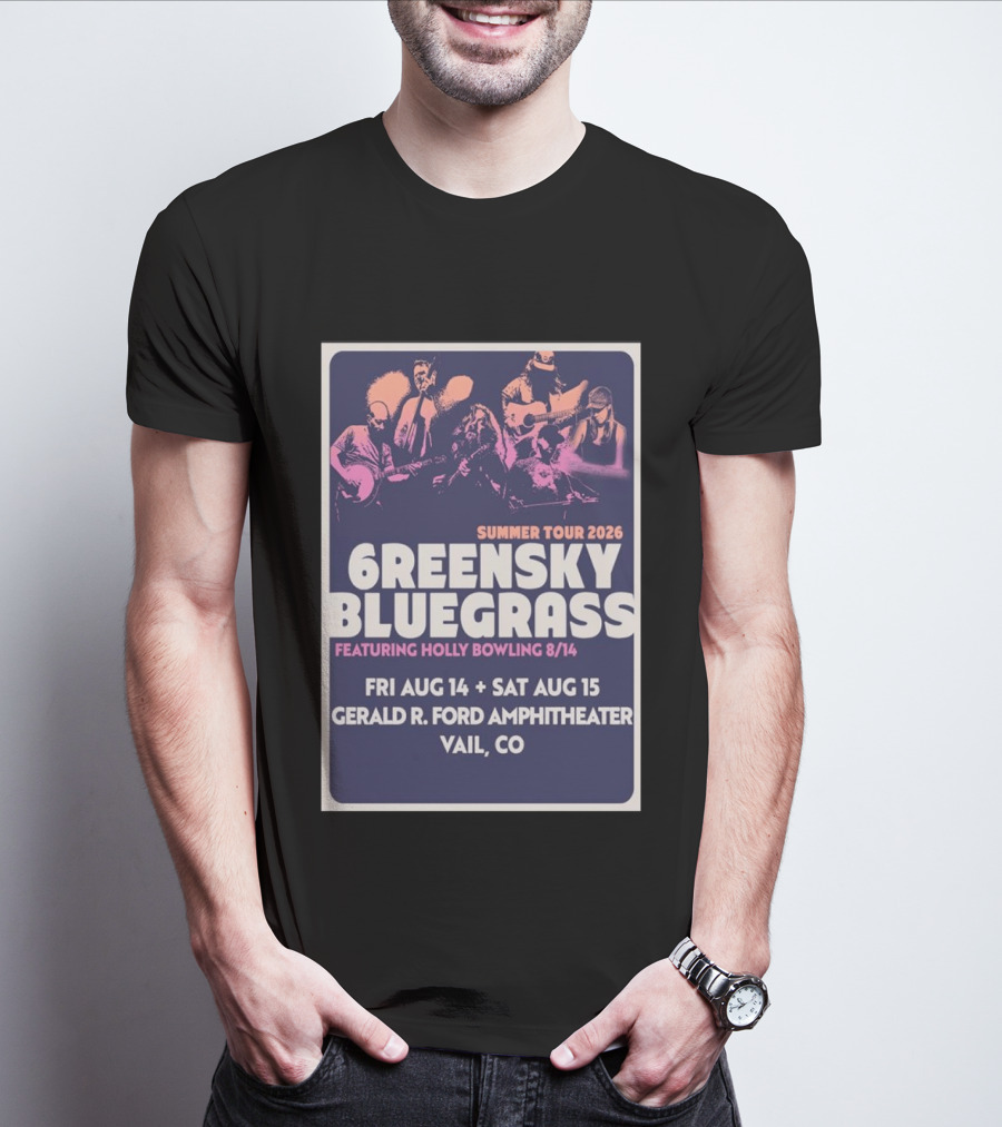 Greensky Bluegrass Summer Tour 2026 Vail CO Featuring Holly Bowling Aug 14 15 Gerald R Ford Amphitheater T-Shirt
