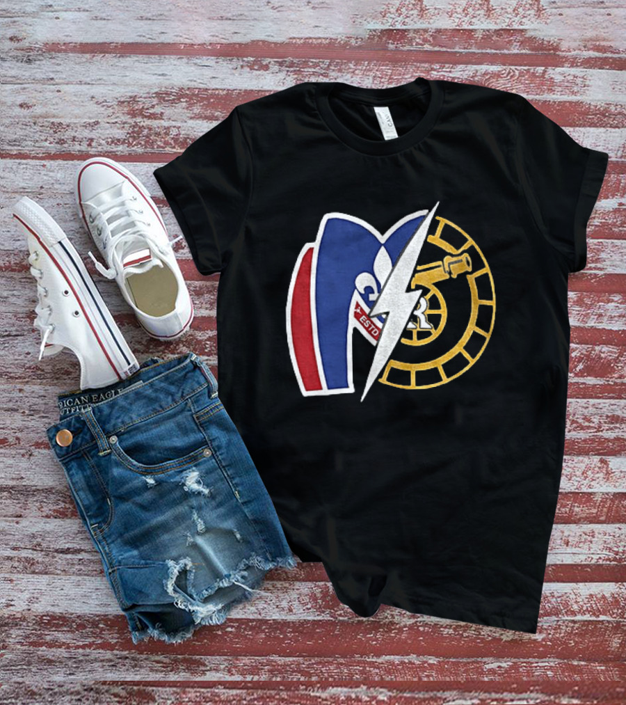Boston Raiders Montreal Metros Hockey Rivalry Shane Ilya ESTD Fleur De Lis Puck T-Shirt