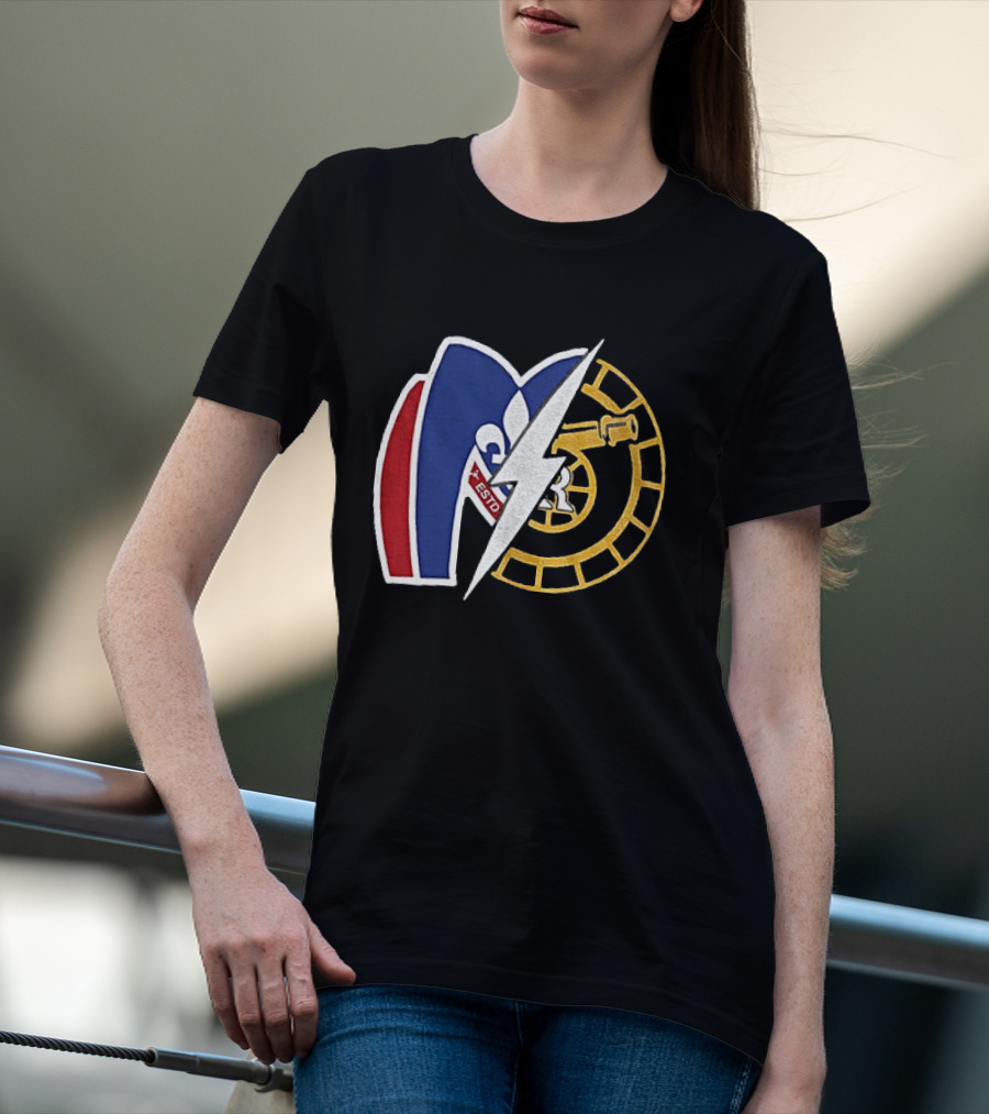Boston Raiders Montreal Metros Hockey Rivalry Shane Ilya ESTD Fleur De Lis Puck T-Shirt