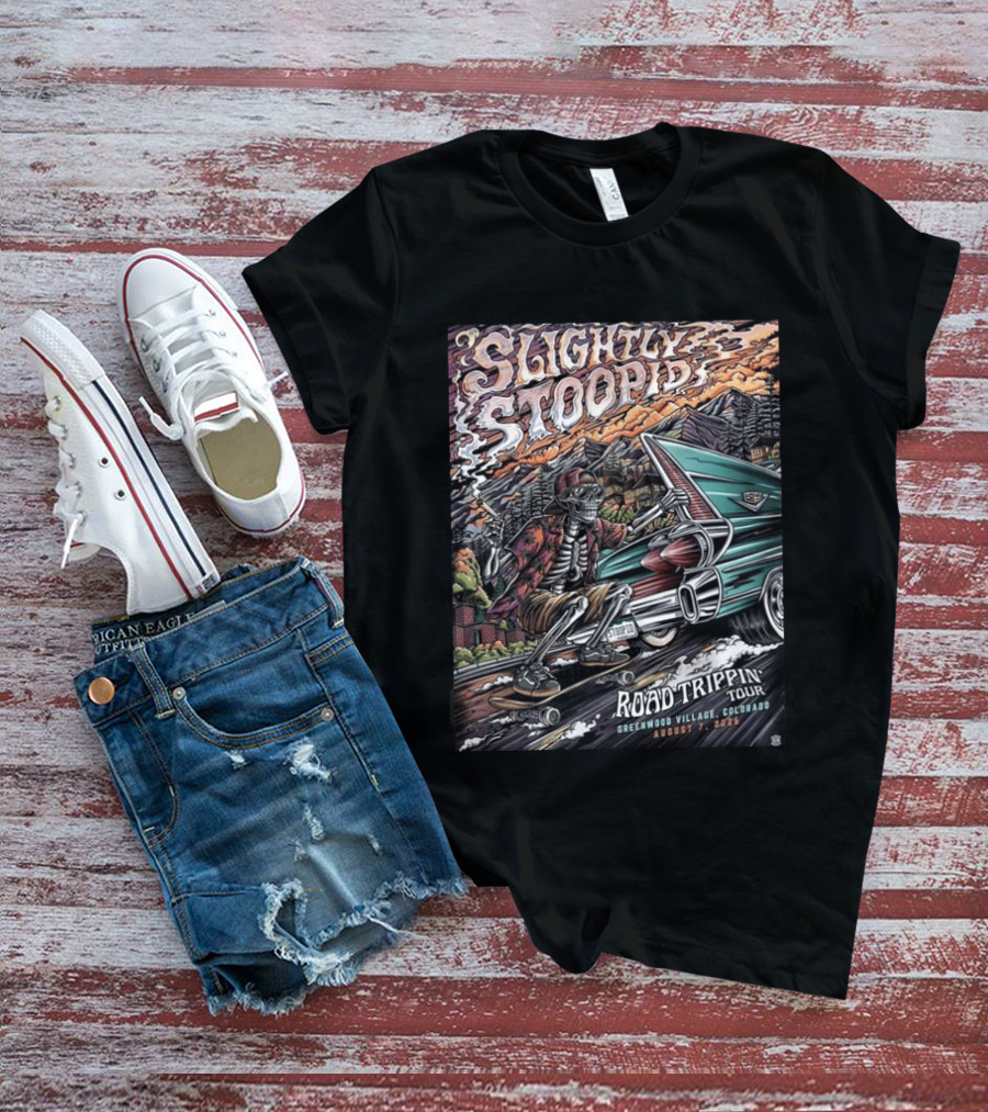 Slightly Stoopid Road Trippin Tour Greenwood Village Colorado August 7 2026 Fiddler's Green Amphitheatre T-Shirt