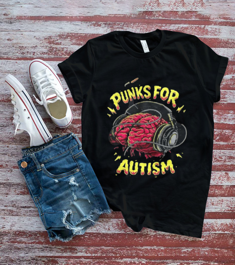 Punks For Autism Brain Headphones T-Shirt