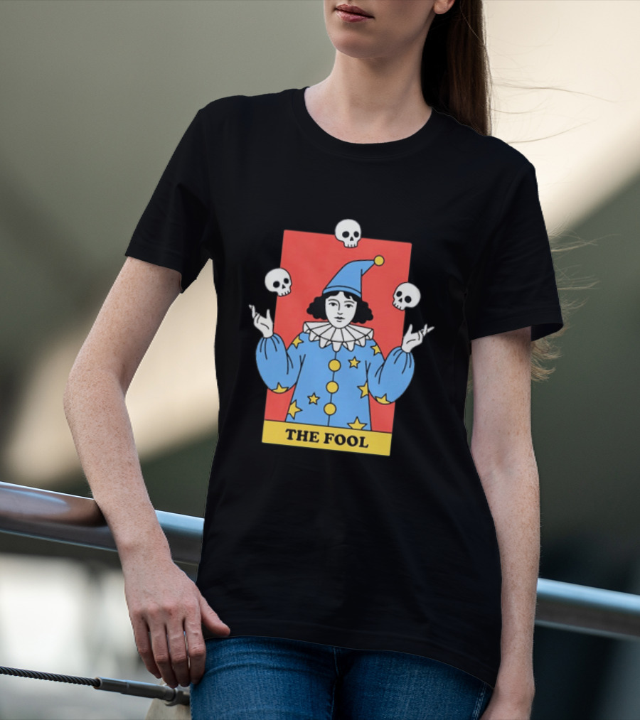 The Fool Tarot Card Jester Juggling Skulls Occult T-Shirt