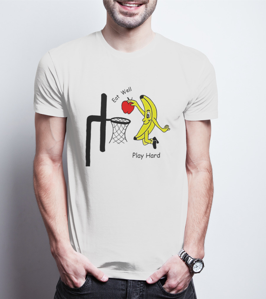 Banana Squad Basketball Eat Well Play Hard Dunking Apple T-Shirt