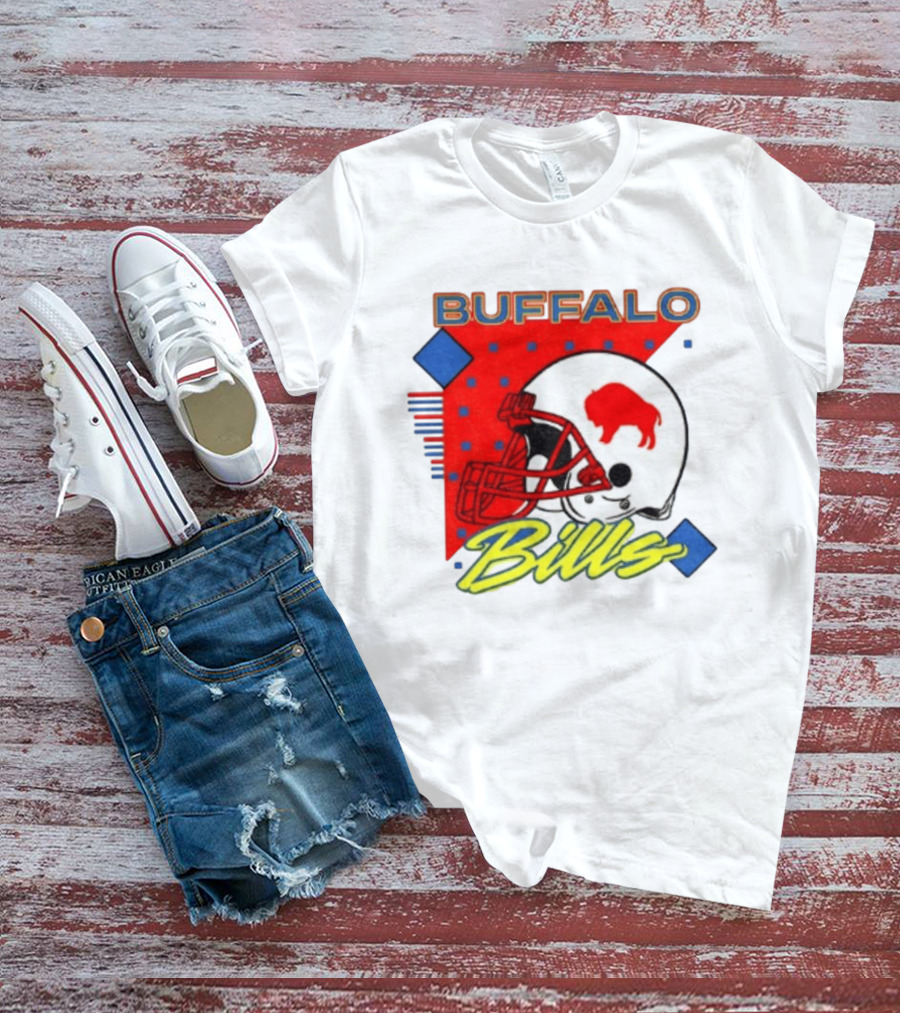 Buffalo Bills Football Helmet Retro 90s T-Shirt