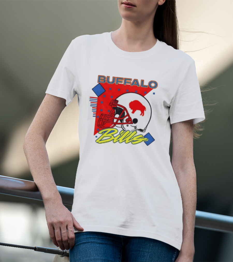 Buffalo Bills Football Helmet Retro 90s T-Shirt