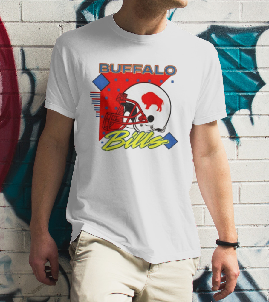 Buffalo Bills Football Helmet Retro 90s T-Shirt