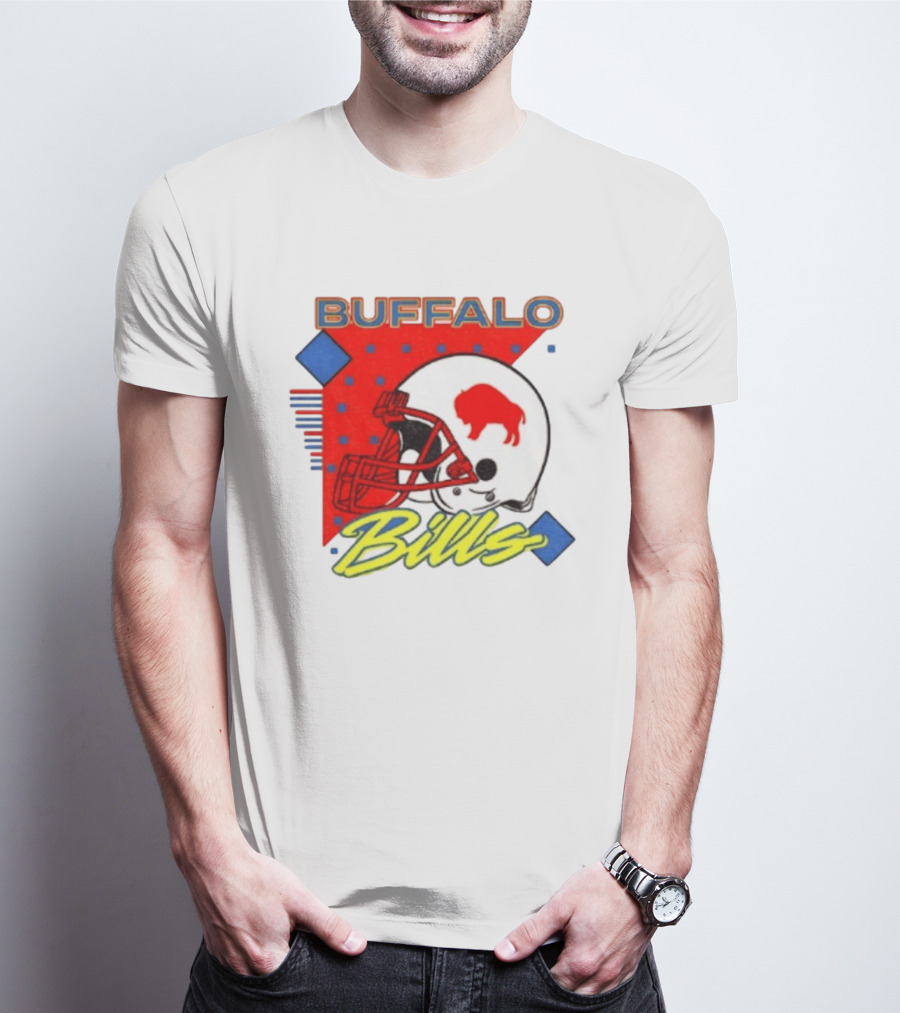 Buffalo Bills Football Helmet Retro 90s T-Shirt