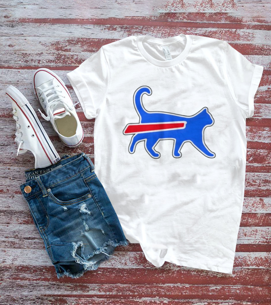 Buffalo Bills Cat Logo Parody Red And Blue T-Shirt
