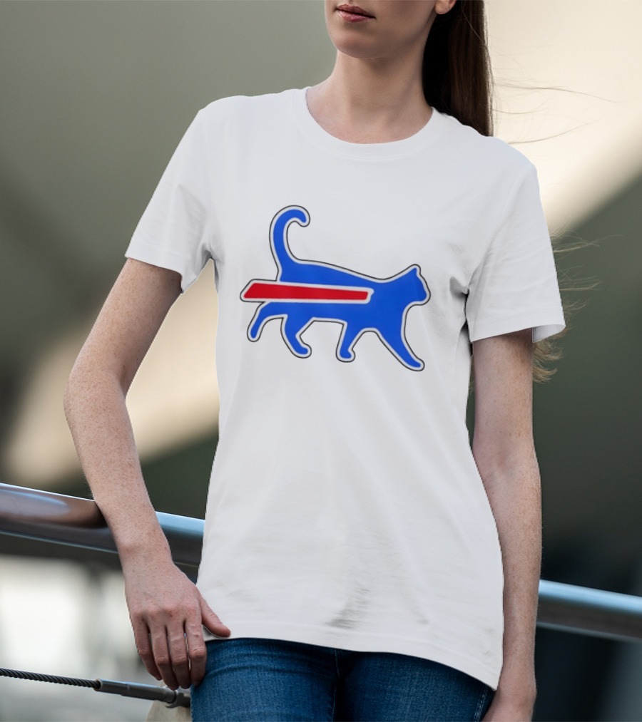Buffalo Bills Cat Logo Parody Red And Blue T-Shirt