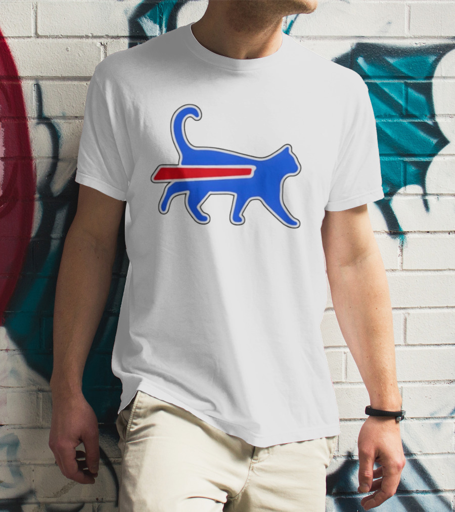 Buffalo Bills Cat Logo Parody Red And Blue T-Shirt