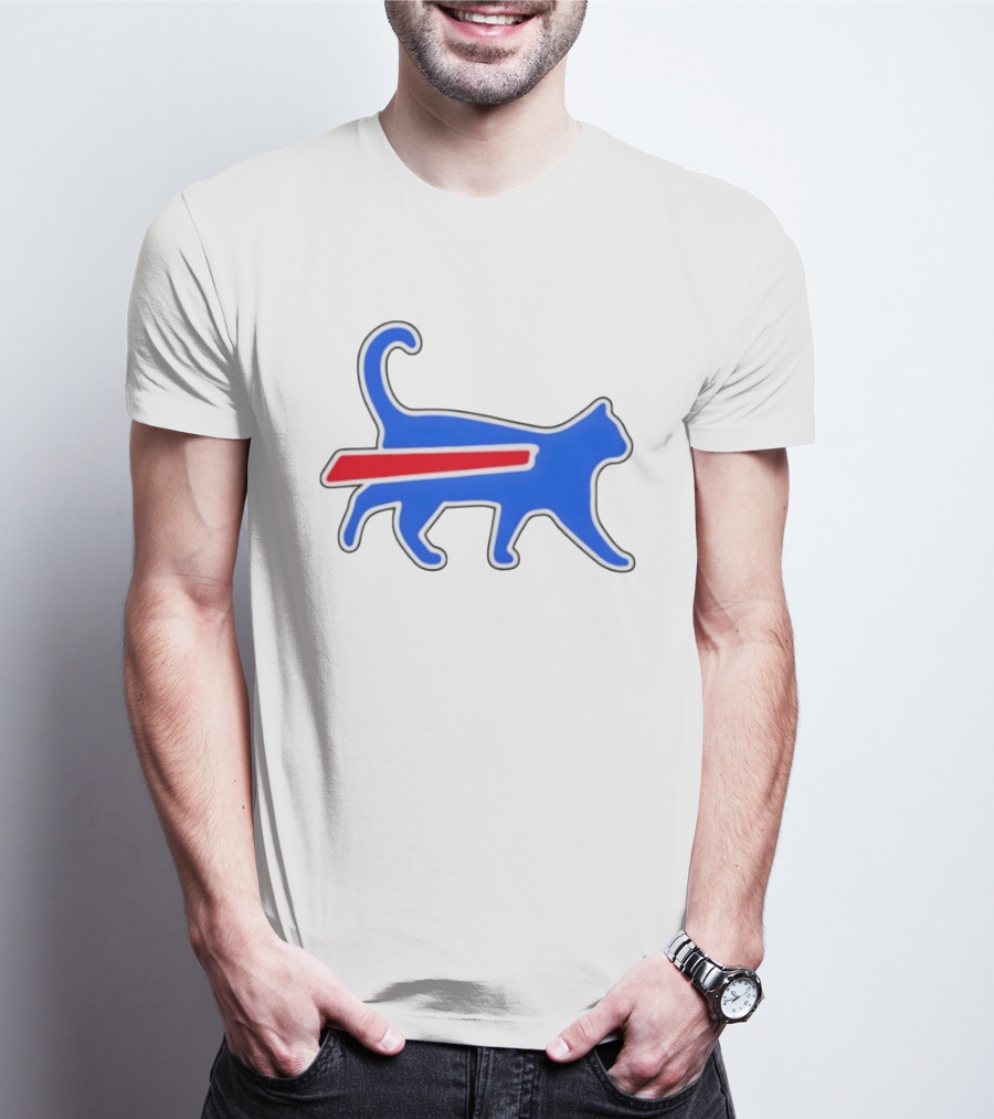 Buffalo Bills Cat Logo Parody Red And Blue T-Shirt