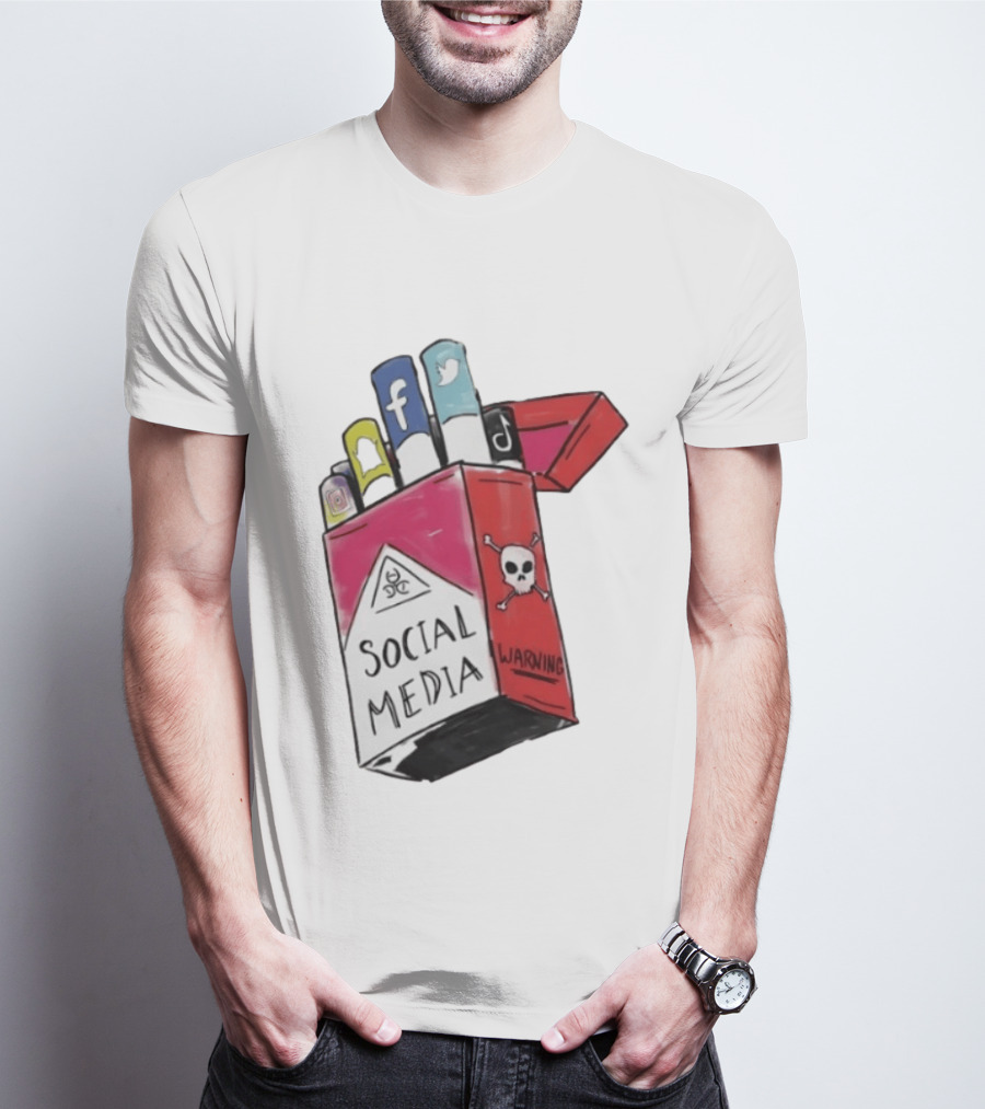 Social Media Warning Cigarette Pack With Iconic Apps T-Shirt