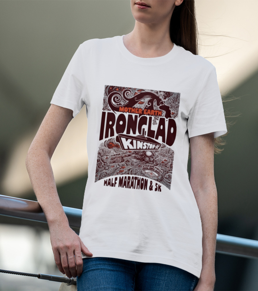 Mother Earth Ironclad Kinston Half Marathon 5K Cannon Start Stadium Finish T-Shirt