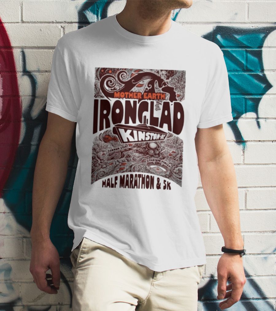 Mother Earth Ironclad Kinston Half Marathon 5K Cannon Start Stadium Finish T-Shirt