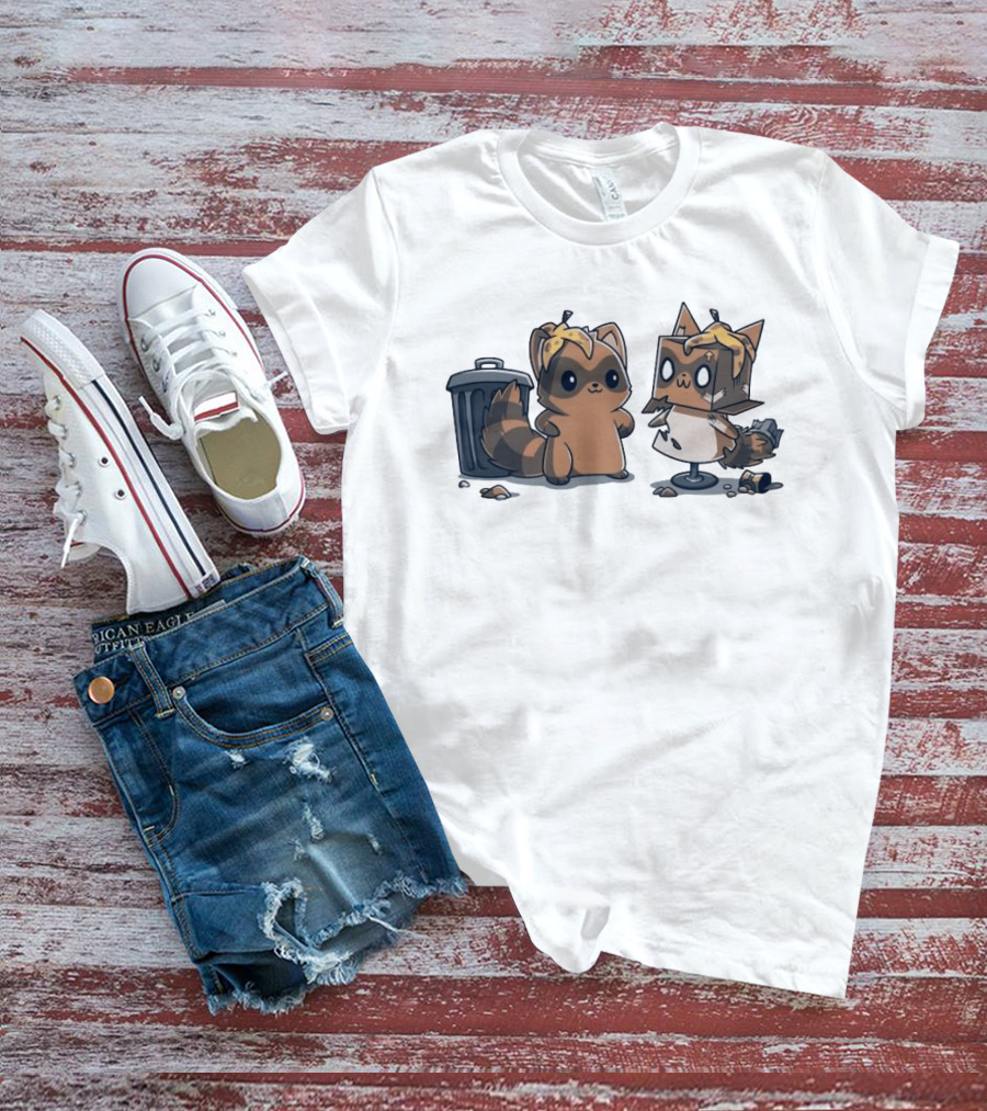 Get Crafty Raccoon Cardboard Box Costume With Trash Can Creativity T-Shirt
