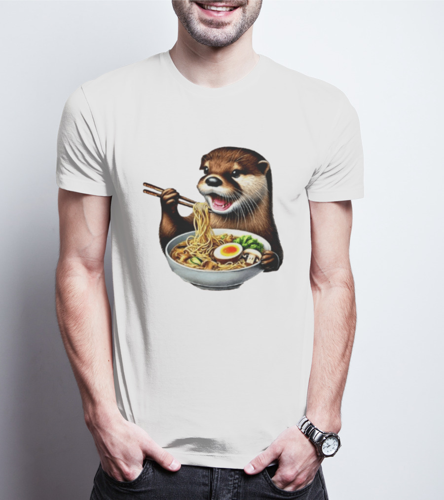 Trendy Otter Enjoying Ramen Bowl Meme T-Shirt