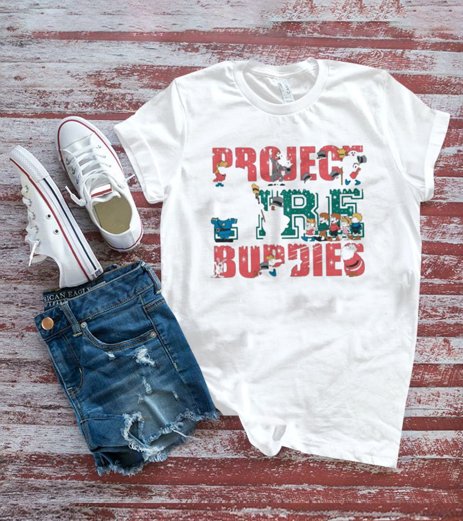 Project Fire Buddies Christmas Animated Characters And Santa Claus T-Shirt