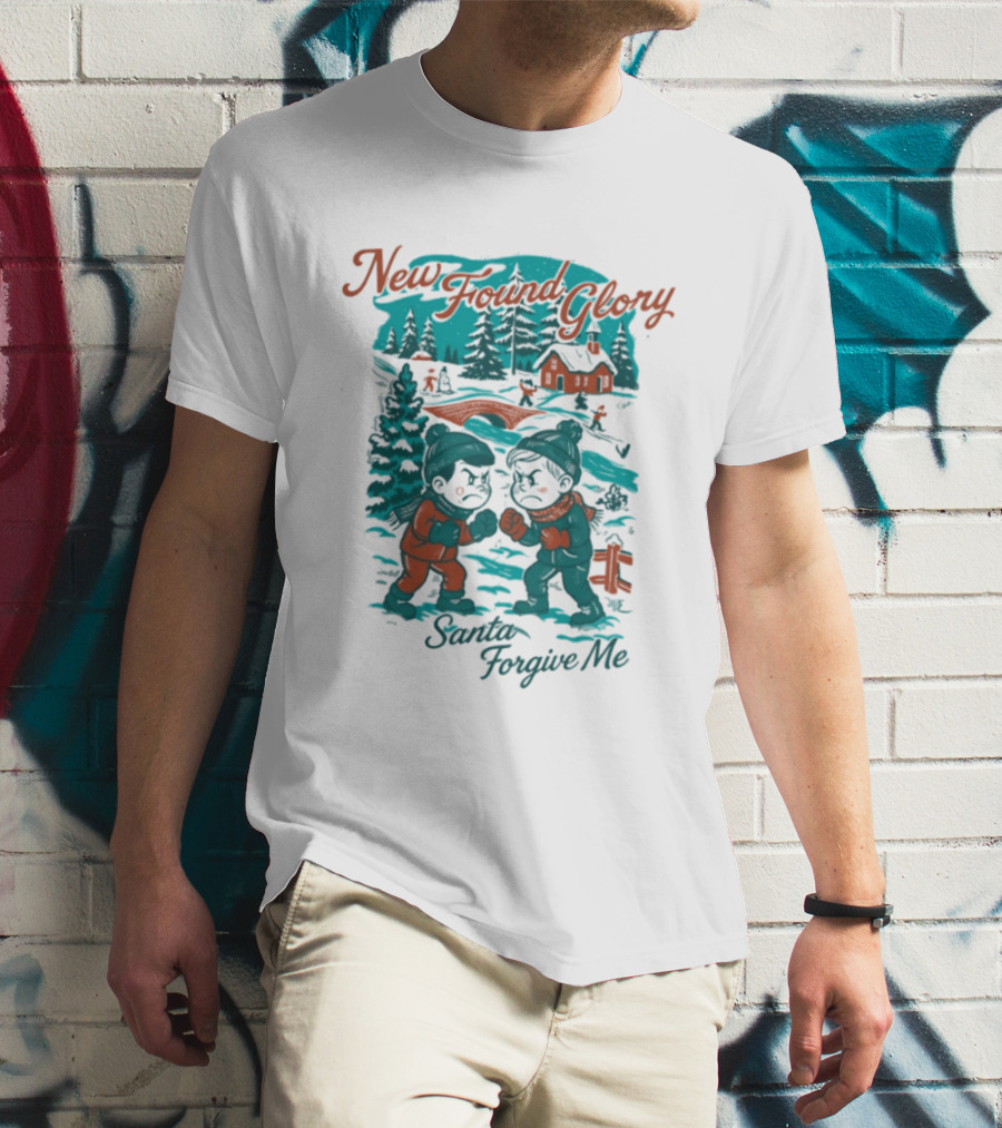 New Found Glory Santa Forgive Me Winter Scene T-Shirt