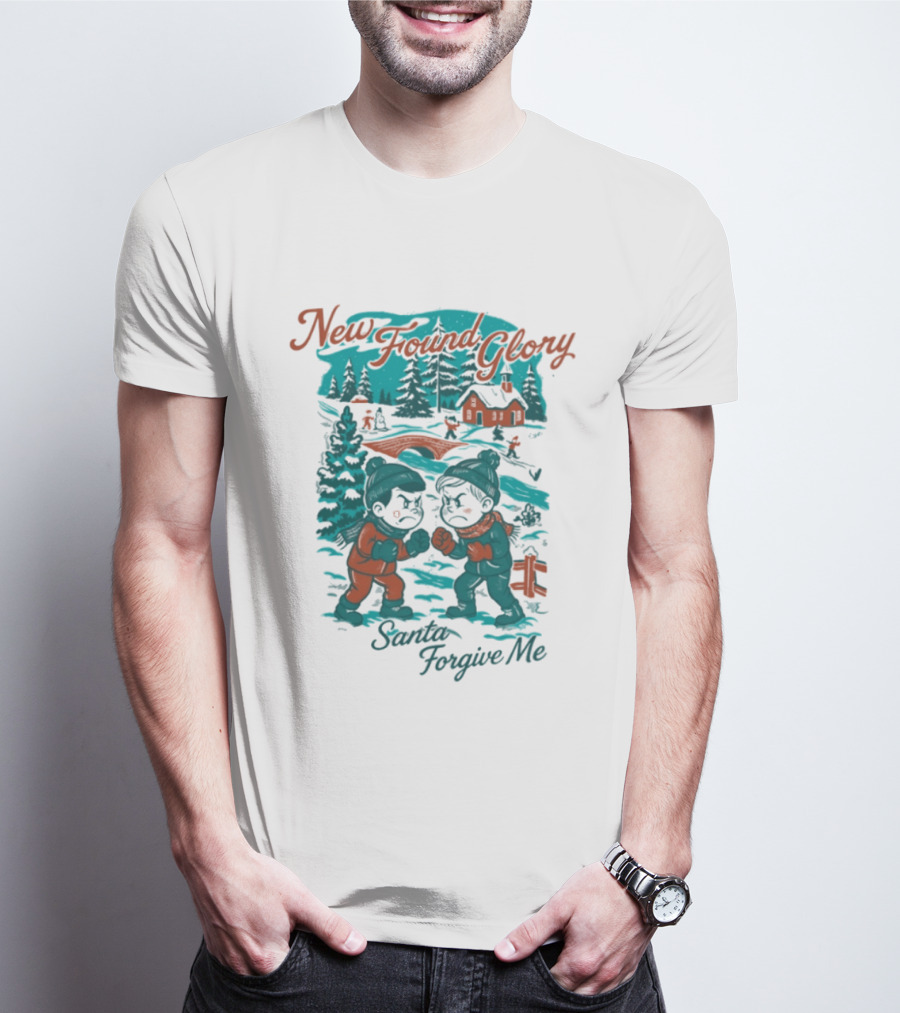 New Found Glory Santa Forgive Me Winter Scene T-Shirt