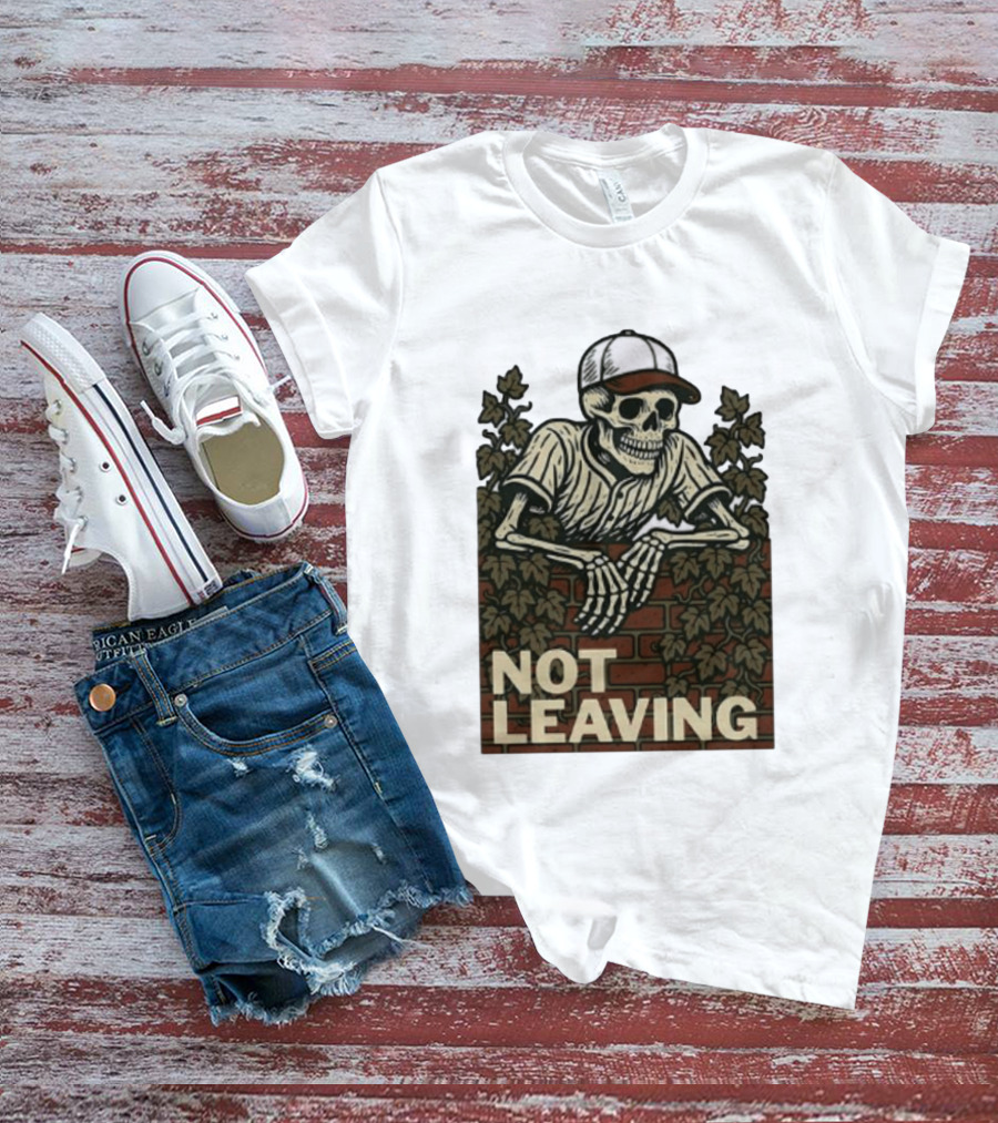 Skeleton Baseball Player Not Leaving Brick Wall Ivy Cap T-Shirt