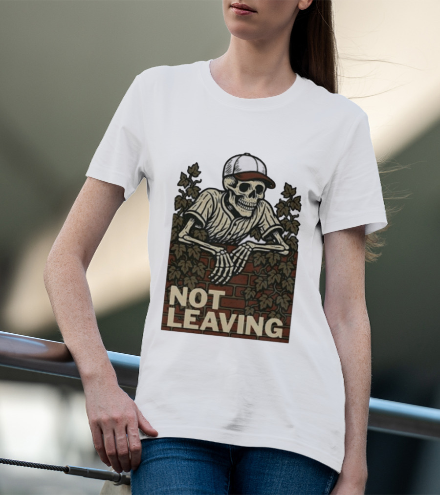 Skeleton Baseball Player Not Leaving Brick Wall Ivy Cap T-Shirt