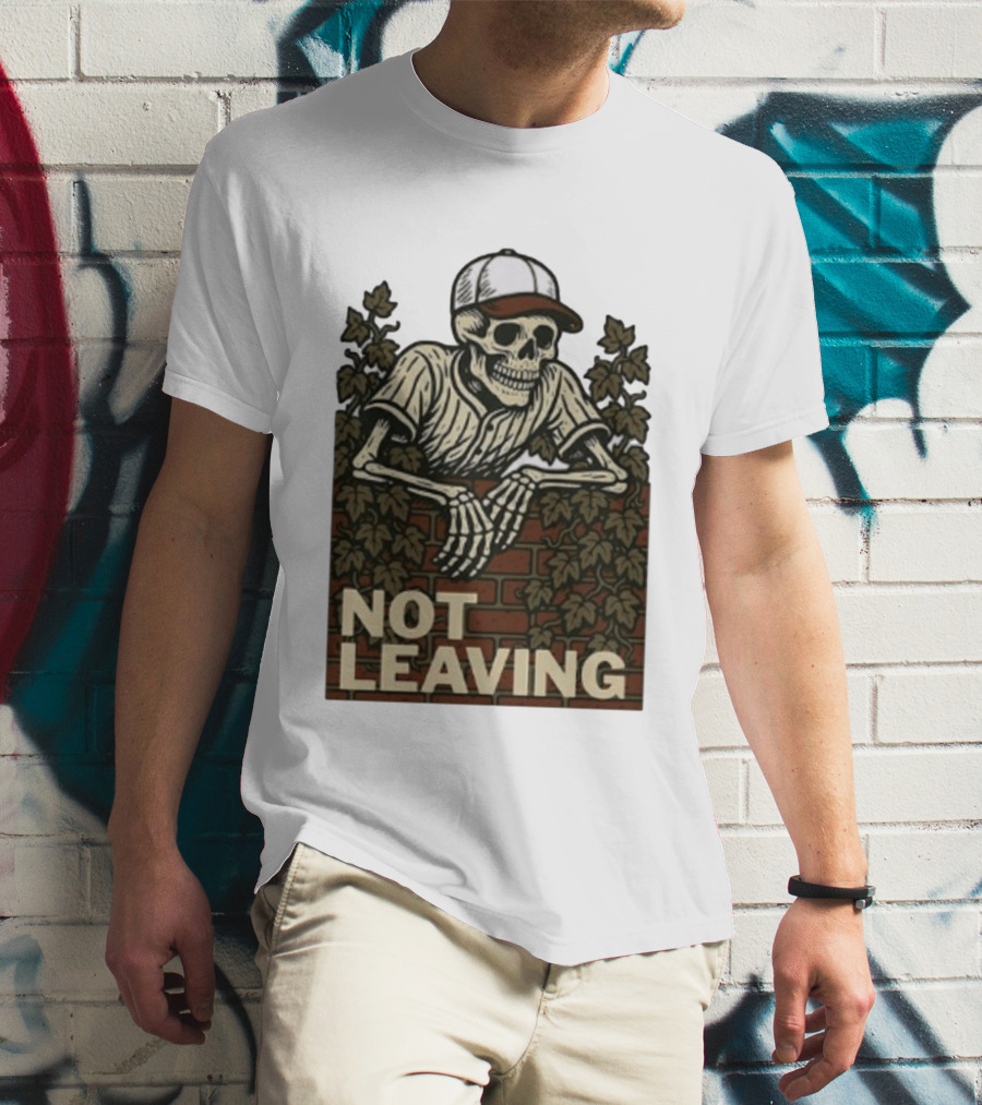 Skeleton Baseball Player Not Leaving Brick Wall Ivy Cap T-Shirt