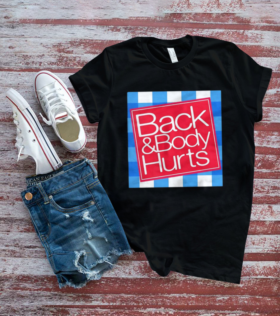 Back And Body Hurts Blue Gingham Square Red T-Shirt