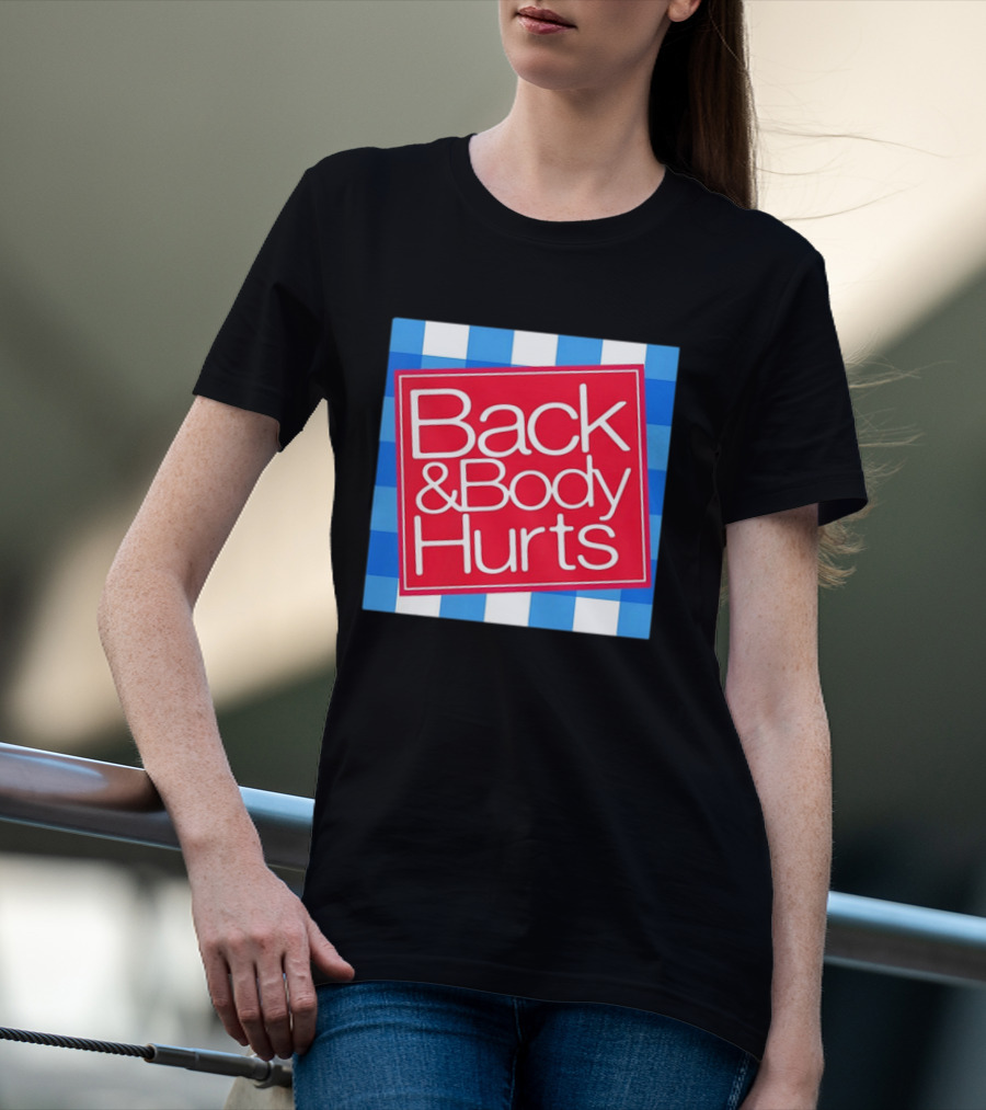 Back And Body Hurts Blue Gingham Square Red T-Shirt
