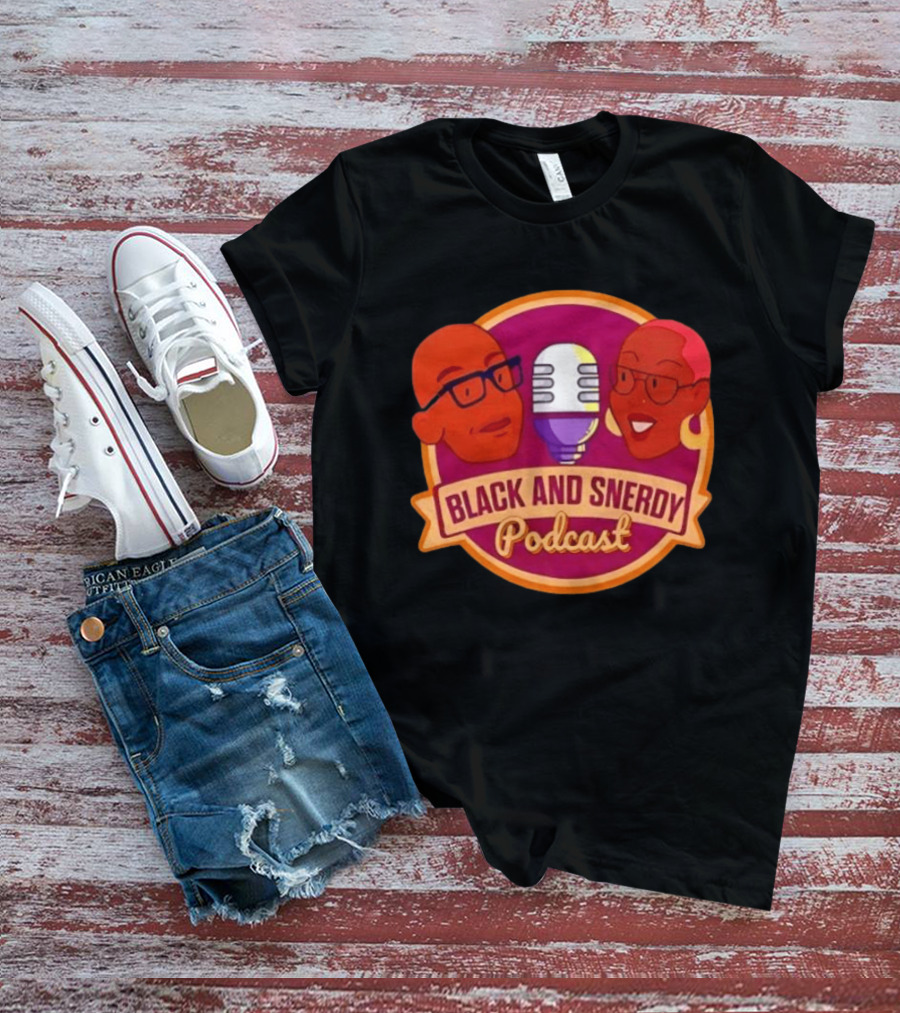 Black And Snerdy Podcast Hosts Microphone T-Shirt
