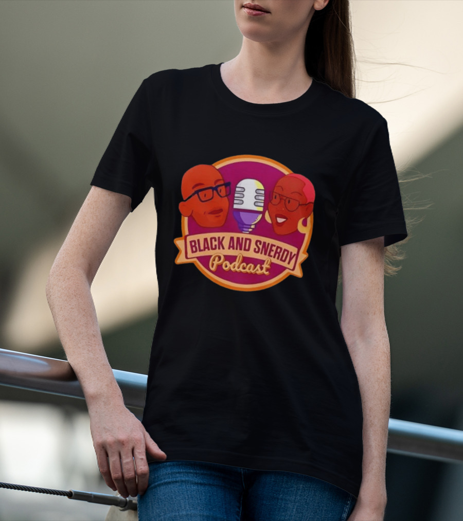 Black And Snerdy Podcast Hosts Microphone T-Shirt
