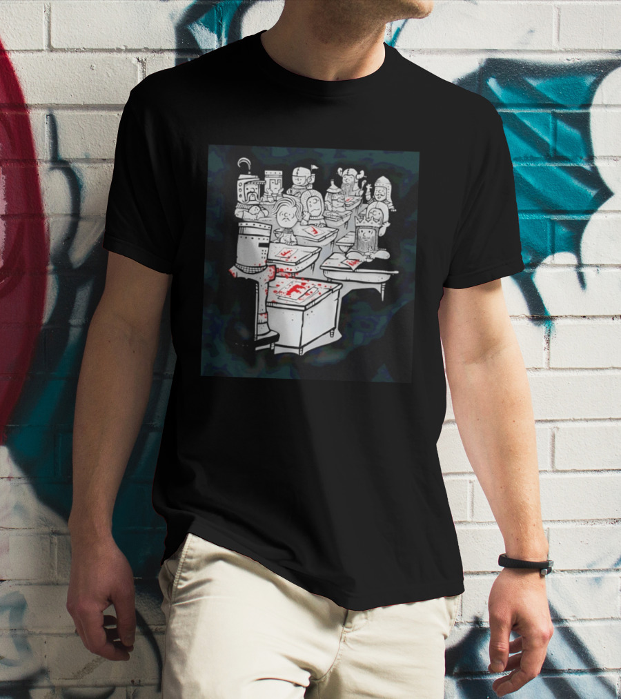 Bloody Knight Classroom Cartoon Failing Grade F T-Shirt